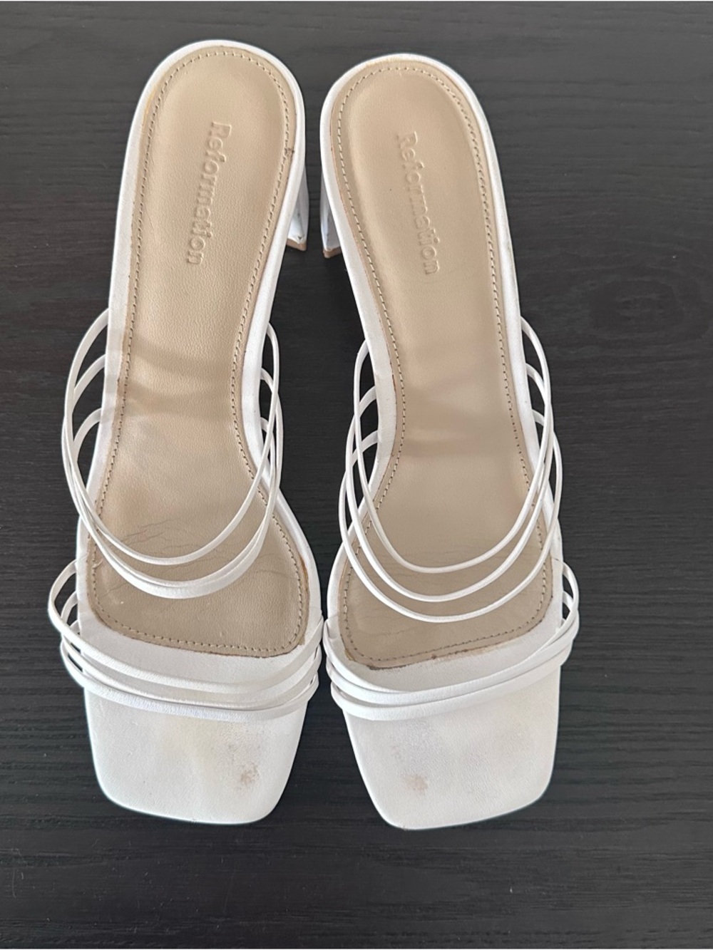 Reformation White Multi-Strap Slide Heels size 8